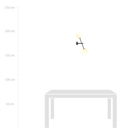 Hedensted Wandleuchte mit 2 weißen runden Glaskugeln E14
