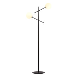 Lampadaire noir Hedensted avec 2 verres blancs E14