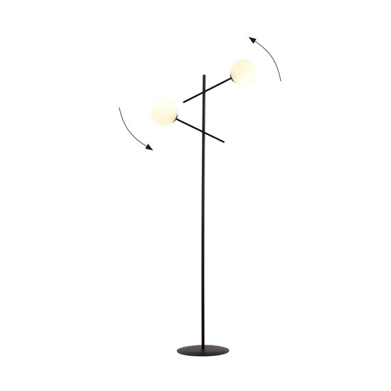 Hedensted zwarte vloerlamp met 2 witte glazen E14