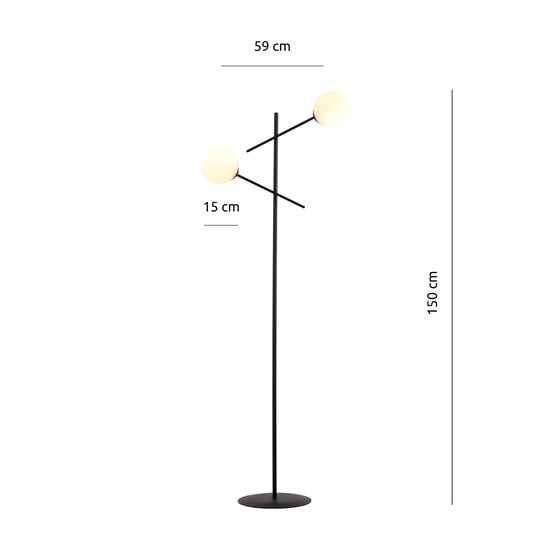 Emibig Emibig Hedensted black floor lamp with 2 white glasses E14 - Ideal for creating a modern atmosphere
