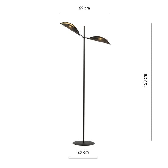 Emibig Emibig Skanderborg floor lamp black and gold with metal falling leaves 2x E14 - Elegant lighting for any interior