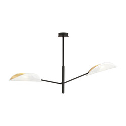 Lampe à suspension design Svendborg avec 2 ailes en métal blanc E14