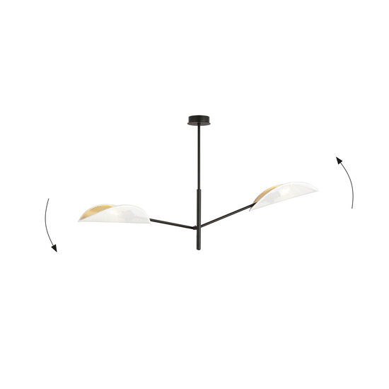 Lampe à suspension design Svendborg avec 2 ailes en métal blanc E14