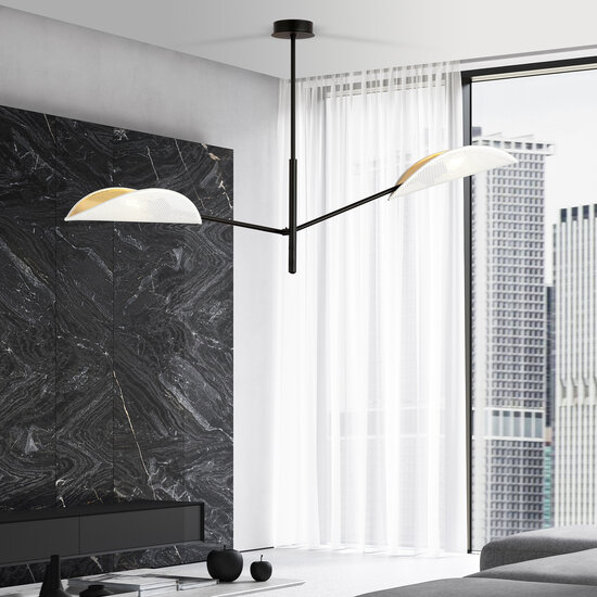 Emibig Emibig Lámpara colgante de diseño Svendborg con 2 alas metálicas blancas E14 - Crea un ambiente elegante en tu hogar