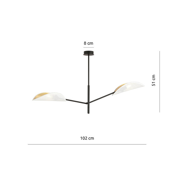 Lámpara colgante de diseño Svendborg 2 alas de metal blanco E14