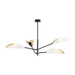 Svendborg 4x E14 preciosa lámpara colgante negra y alas blancas
