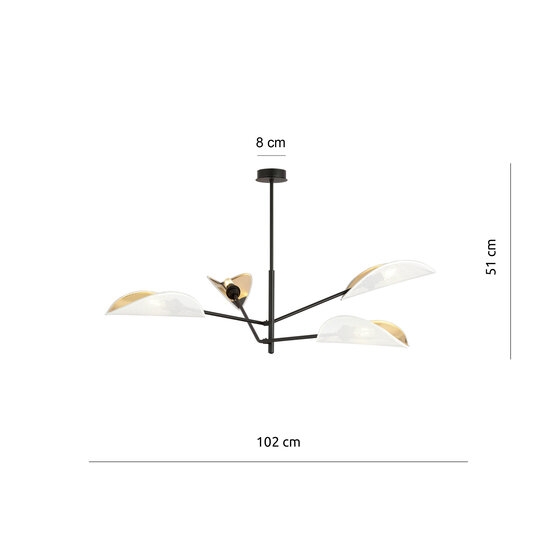Emibig Emibig Svendborg 4x E14 prachtige zwarte hanglamp en witte vleugels - Perfecte verlichting voor elke ruimte