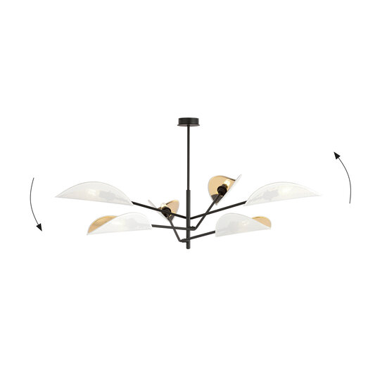 Svendborg large 6x E14 beautiful black hanging lamp with white wings