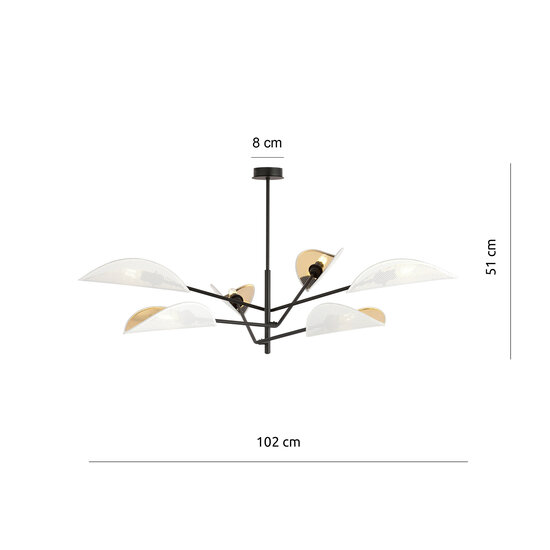 Svendborg grande 6x E14 belle suspension noire avec ailes blanches