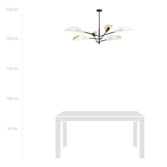 Svendborg large 6x E14 beautiful black hanging lamp with white wings