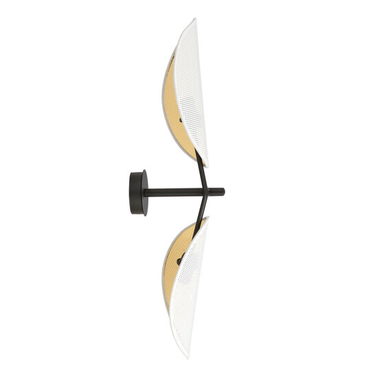 Svendborg wandlamp zwart en wit met goud vallende bladeren 2x E14