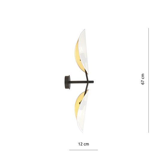 Aplique Svendborg blanco y negro con hojas caídas doradas 2x E14