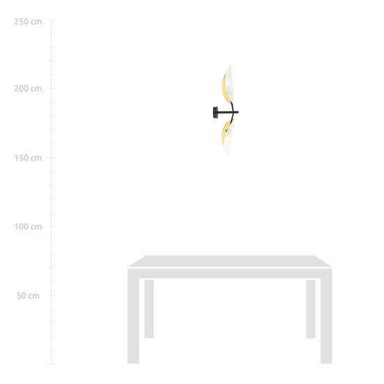 Svendborg Wandleuchte schwarz und weiß mit goldenen fallenden Blättern 2x E14