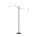 Emibig Emibig Lampe sur pied Svendborg noire avec feuilles tombantes en métal blanc et doré 2x E14 - Créez une atmosphère élégante dans votre intérieur