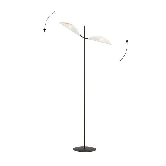 Emibig Emibig Svendborg floor lamp black with white and gold metal falling leaves 2x E14 - Create a stylish atmosphere in your home