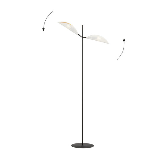 Svendborg floor lamp black with white and gold metal falling leaves 2x E14