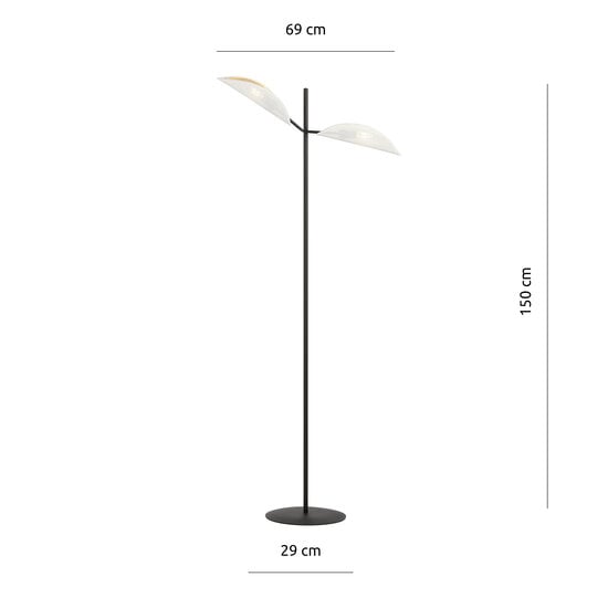 Emibig Emibig Lámpara de pie Svendborg negra con hojas caídas de metal blanco y dorado 2x E14 - Crea una atmósfera elegante en tu hogar