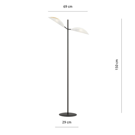 Svendborg floor lamp black with white and gold metal falling leaves 2x E14