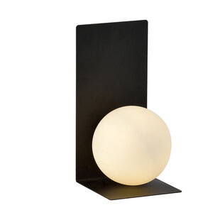 Rudersdal wandlamp zwart met witte bol in glas E14