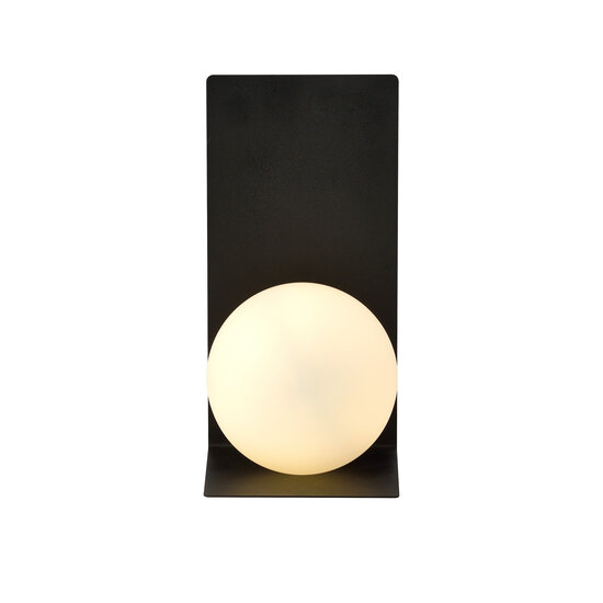 Rudersdal wandlamp zwart met witte bol in glas E14