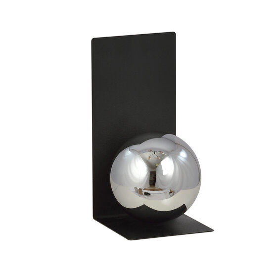 Aplique Rudersdal en forma de L negro con bombilla fumé de cristal E14