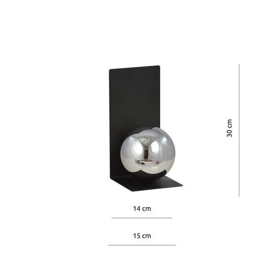 Rudersdal L-vormige wandlamp zwart met gefumeerde bol in glas E14