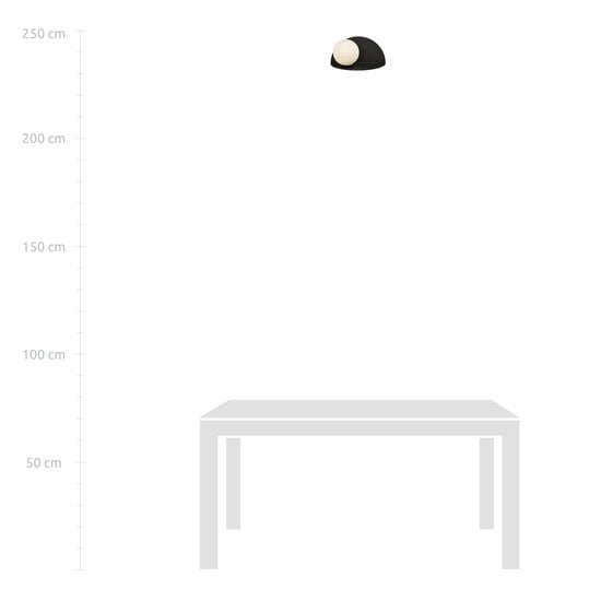 Emibig Emibig Rudersdal semi-circular wall lamp black with white bulb in glass E14 - Ideal for creating a cozy atmosphere