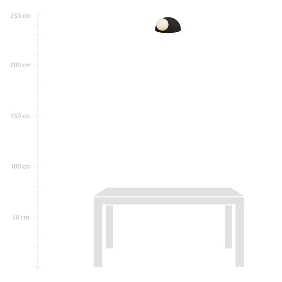 Rudersdal semi-circular wall lamp black with white bulb in glass E14