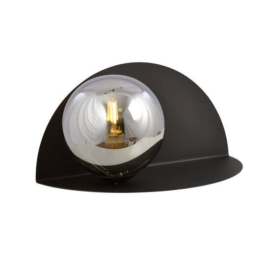 Rudersdal smoked glass and semi-circular wall lamp black E14