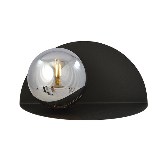 Rudersdal smoked glass and semi-circular wall lamp black E14