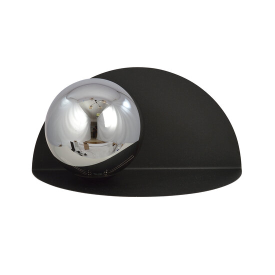 Rudersdal gerookt glas en halfronde wandlamp zwart E14