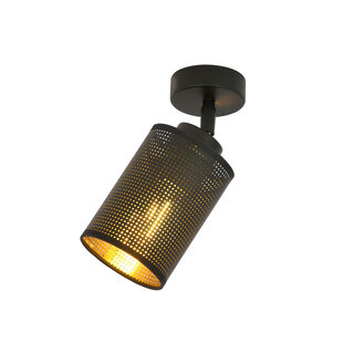 Lámpara de techo Fredericia individual negra con tubo negro y dorado