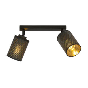 Fredericia double directional black ceiling lamp with black and gold tube
