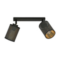 Fredericia double directional black ceiling lamp with black and gold tube