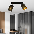 Fredericia double directional black ceiling lamp with black and gold tube