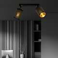 Fredericia double directional black ceiling lamp with black and gold tube