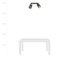 Fredericia double directional black ceiling lamp with black and gold tube