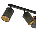 Fredericia triple long black ceiling lamp with black and gold tubes