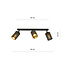 Fredericia triple long black ceiling lamp with black and gold tubes