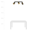 Fredericia triple long black ceiling lamp with black and gold tubes