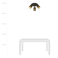 Fredericia round triple orientable black ceiling lamp with black and gold tubes