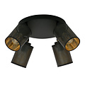 Fredericia 4 directional round black ceiling lamp with black and gold tubes