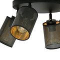 Fredericia 4 directional round black ceiling lamp with black and gold tubes