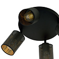 Fredericia 4 directional round black ceiling lamp with black and gold tubes
