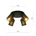 Emibig Emibig Fredericia 4 lampe de plafond ronde noire orientable avec tubes noirs et dorés - Idéale pour un éclairage élégant dans n'importe quelle pièce
