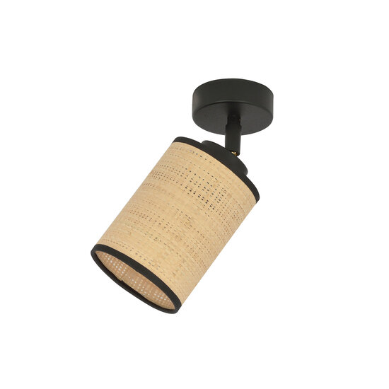 Ballerup enkele zwarte plafondlamp met textiel koker E27