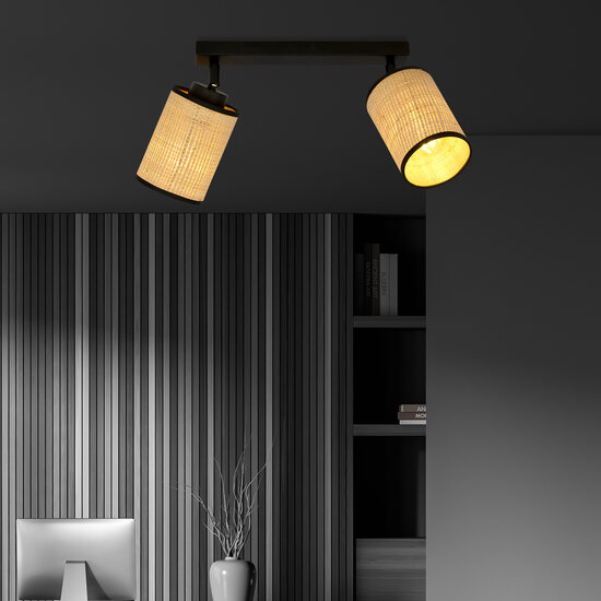 Ballerup double directional black ceiling lamp with textile tubes E27