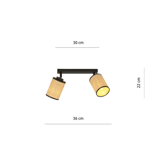 Ballerup double directional black ceiling lamp with textile tubes E27