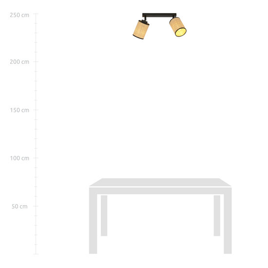 Ballerup Plafón bidireccional negro con tubos textiles E27