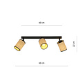 Ballerup triple lange zwarte plafondlamp met textiel kokers E27